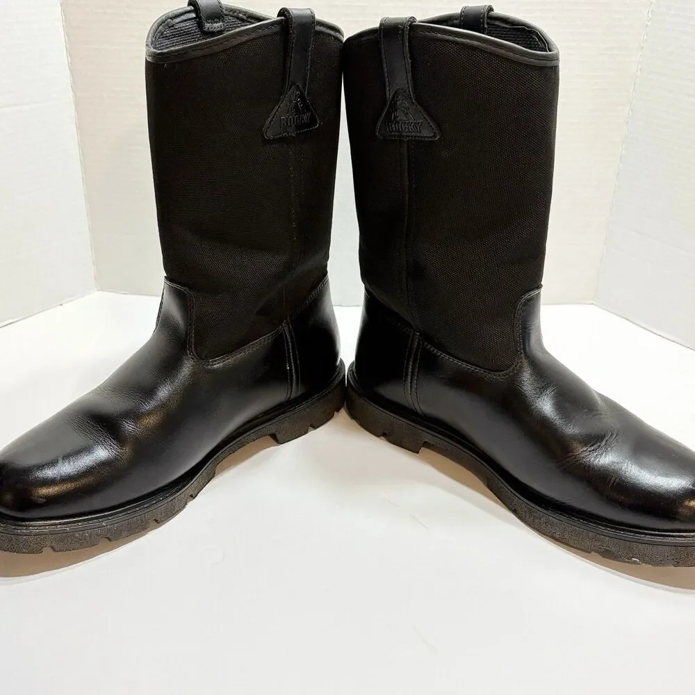 Rocky Warden Pull-On Wellington Public Service Boots 12 EW Black Leather